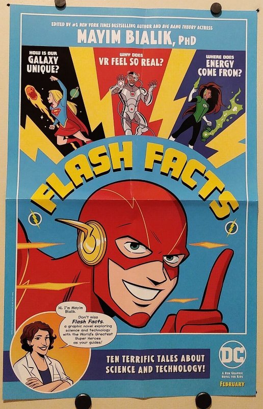 DC Flash Facts Mayim Bialik 2021 Folded Promo Poster (17x11) New! [FP170]