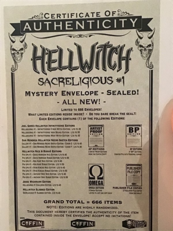 Hellwitch Pin Ups #1 Ken Hunt Risqué Edition Limited to 50 !