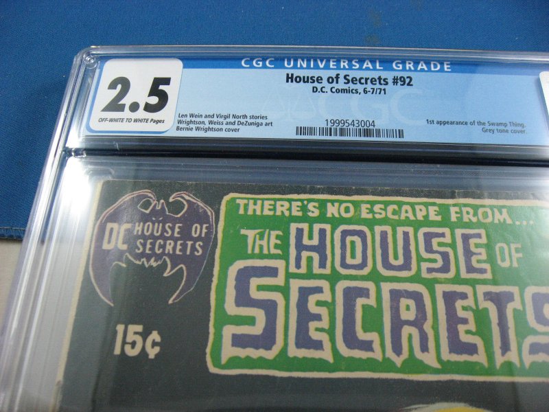 HOUSE OF SECRETS 92 CGC 2.5 FIRST SWAMP THING WRIGHTSON DC 1971