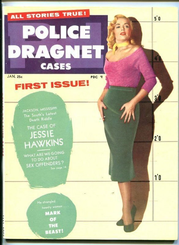 POLICE DRAGNET CASES #1-1/55-PULP-Barker-Karpis-SOUTHERN STATES PEDIGREE- vf/nm