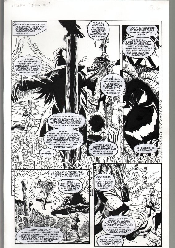 TOD SMITH--ELVIRA #165--JUMP IN---ORIGINAL ART PAGE 12-QUEEN 'B' PRODUC FN 