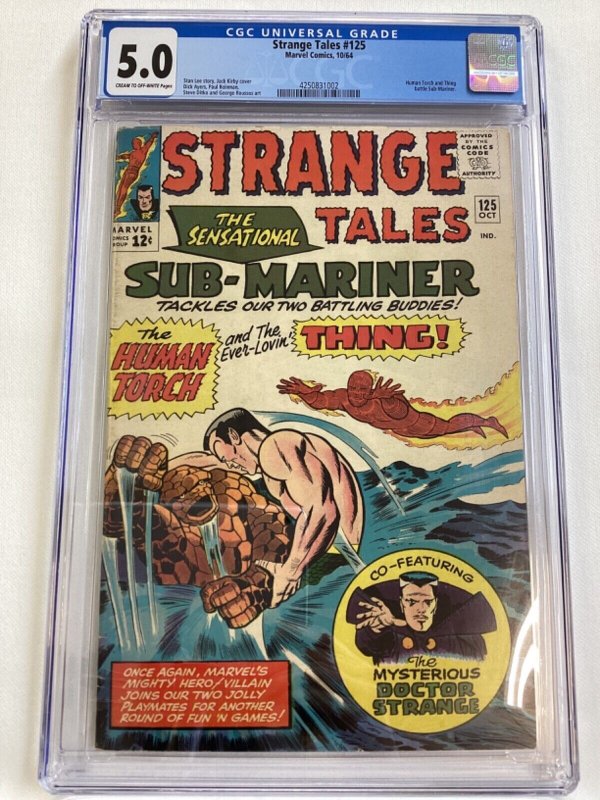 Strange Tales #125 - CGC 5.0 - 1964 Lee/Kirby/Ditko Torch Thing Namor Dr Strange