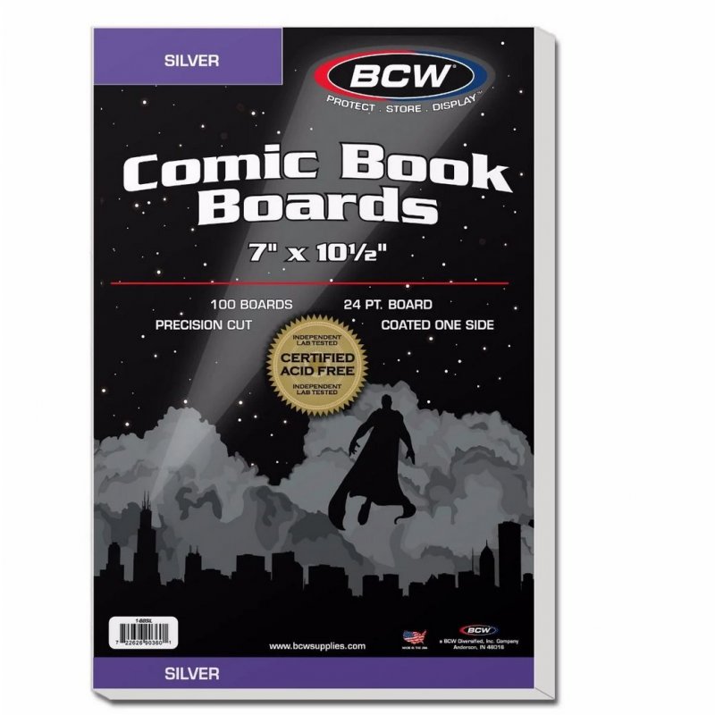 Silver Comic Backing Boards 100 Boards per Pack
