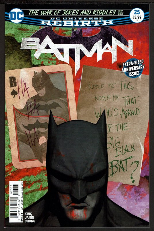 Batman #25 Rebirth (Aug 2017, DC) 0 9.4 NM