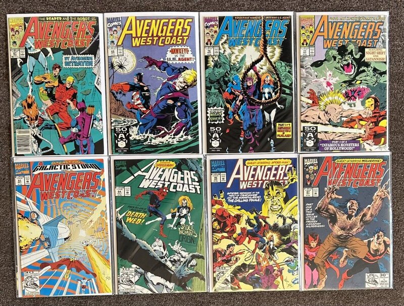Avengers West Coast #67,69,76,77,82,84,86,87 1991 Marvel Comics Lot