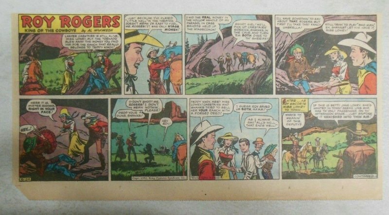 Roy Rogers Sunday Page by Al McKimson from 8/24/1952 Size 7.5 x 15 inches