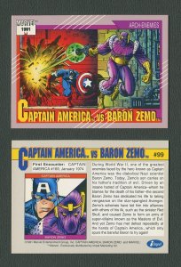 1991 Marvel Comics II  Card  #99 ( Captain America vs Baron Zemo )  MINT