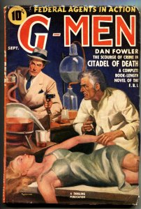 G-MEN 10/1939-THRILLING-MAD DOCTOR-INJECTION-DAN FOWLER-pulp magazine