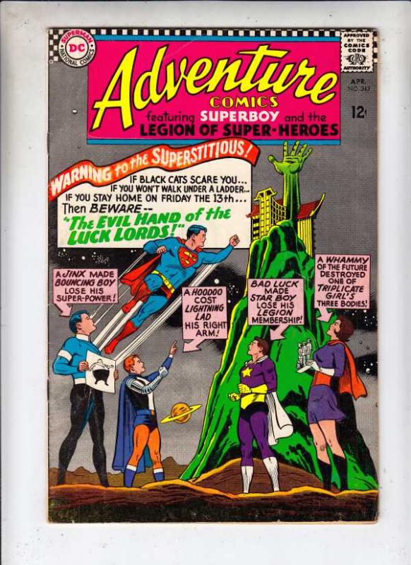 Adventure Comics #343 (Apr-66) FN/VF+ High-Grade Legion of Super-Heroes (Supe...