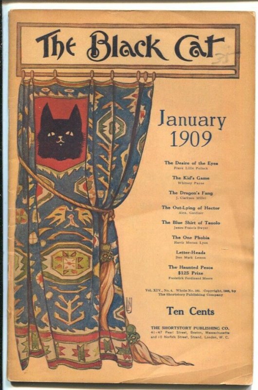 Black Cat 1/1909 Nelly Littlehale Umbstaetter cover-Early issue-pulp fiction-...