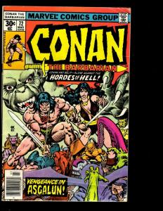 Lot of 9 Conan the Barbarian Marvel Comic books  196 115 100 78(2) 72 68 66 JF10