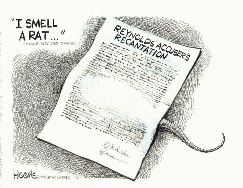 Reynolds' Accuser's Recantation ''I smell a rat'' Newspaper art Jack Higgins