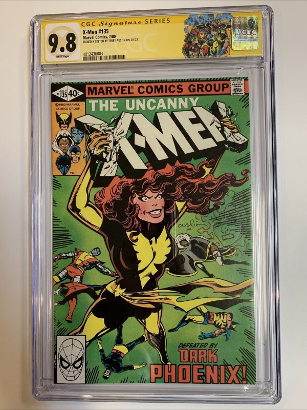 X-Men (1980) # 135 (CGC 9.8 WP SS) Signed w/Remark Austin (Phoenix Sketch)