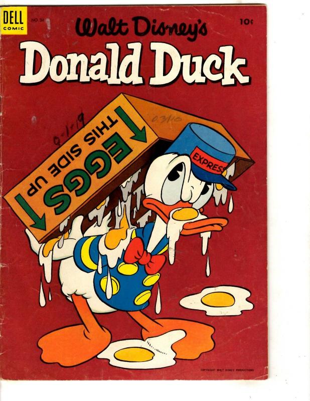 Donald Duck # 34 VG/FN Dell Golden Age Comic Book 1954 Walt Disney Eggs Cov JL3