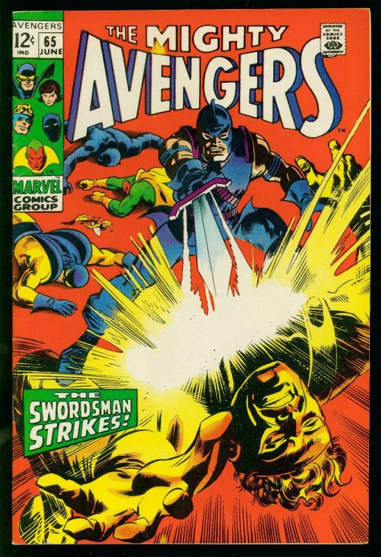 AVENGERS #65 1969- last 12 cent issue -MARVEL- SWORDSMAN- VF