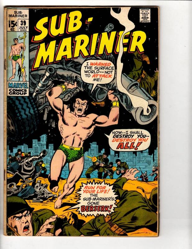 Lot Of 4 Prince Namor Sub-Mariner Marvel Comic Books # 36 37 38 39 VG Range RH2