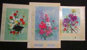 GET WELL SOON Colorful Flowers 3pcs 7x10 Greeting Card Art #4349 6014 8695