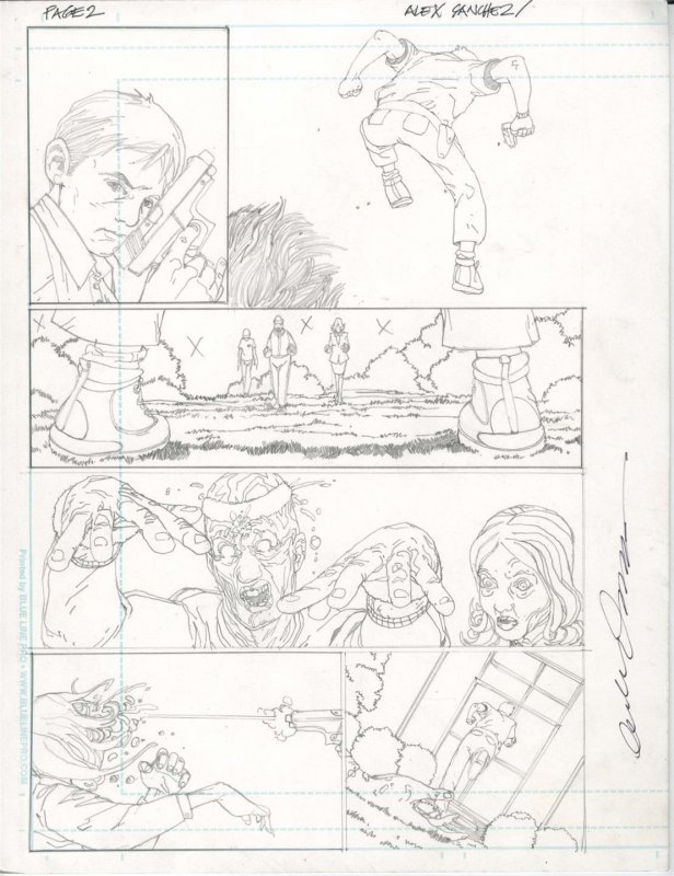 Trailer Park of Terror 2 pg2 Six Bullets Original Pencil art Alex Sanchez HORROR