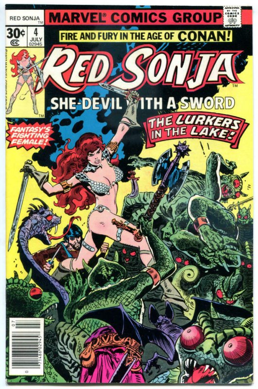 RED SONJA #4, VF/NM, Robert E Howard, She-Devil Sword, Frank Thorne,1977, Marvel