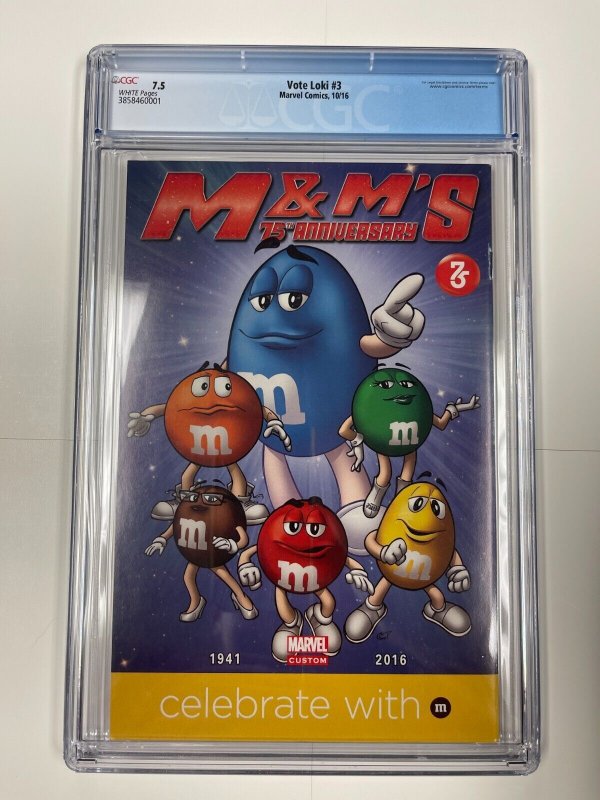 Vote Loki # 3 CGC Graded 7.5 Marvel Comic Book VF- 2016 1st Print Hastings JH8