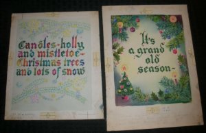 MERRY CHRISTMAS Grand Old Season Lettering 2pcs 8x10.5 Greeting Card Art #10H/U