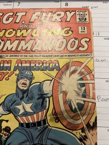 Sgt. Fury and His Howling Commandos 13 Captain America 1964 Low Grade