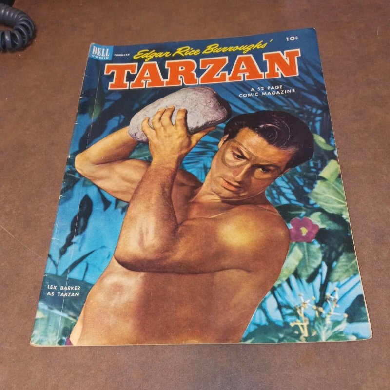 TARZAN #41 lex barker photo cover 1953 GOLDEN AGE DELL COMICS 52 PAGES jungle