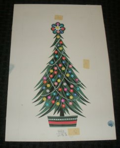 CHRISTMAS Trees w/ Star Beads & Ornaments 8x12 Greeting Card Art #71112