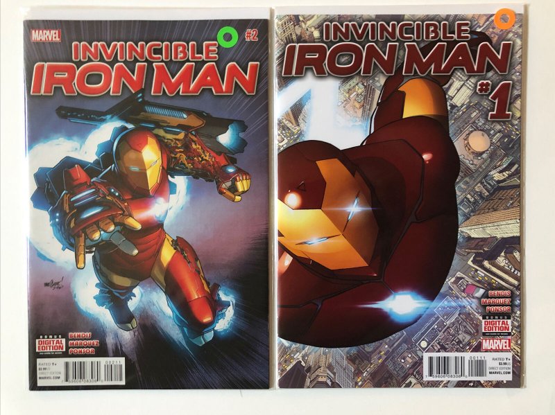 INVINCIBLE IRON MAN #1 + #2 2015 FIRST PRINTS MARVEL COMICS LOT OF 2 