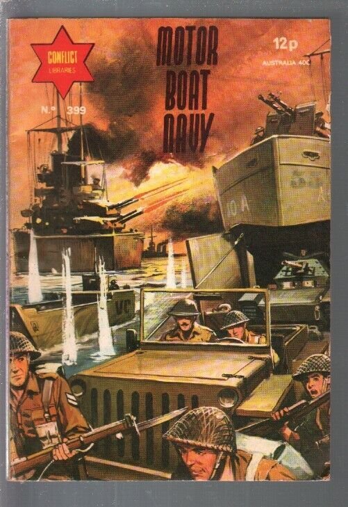 Conflict Library #399 1970's Motor Boat Mavy-WWII stories-printed in Spain-FN