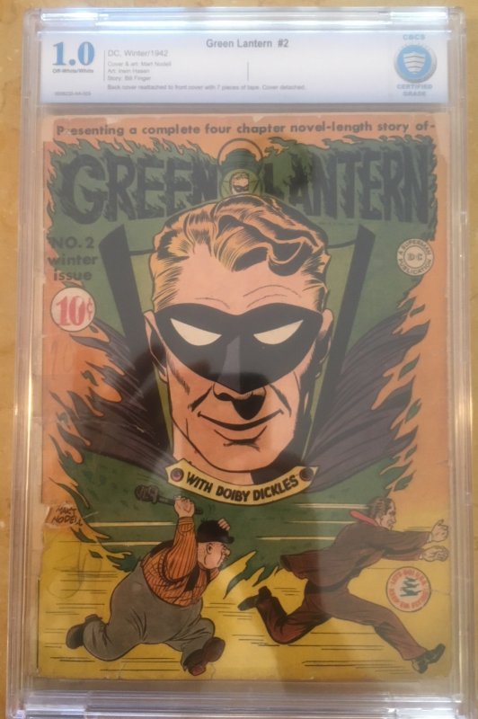 GREEN LANTERN #2 CBCS 1.0 -- O/W to WHITE PAGES! Bill FINGER / NODELL! CGC