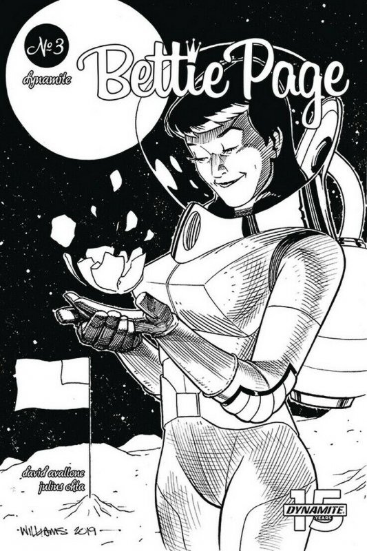 BETTIE PAGE UNBOUND (2019 DYNAMITE) #3 VARIANT 1:20 WILLIAMS B&W I PRESALE-08/14