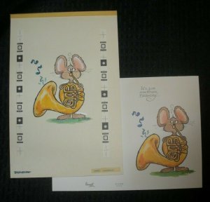 BIRTHDAY Cute Mouse Playing Tuba 7x10 Greeting Card Art #8408