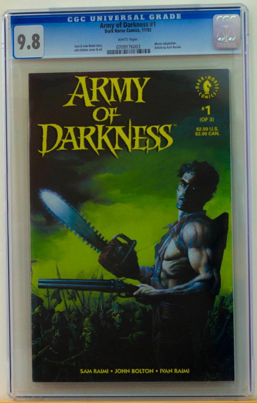 ARMY of DARKNESS #1, CGC 9.8 NM/M, 1992, Evil Dead, Bruce Campbell, John Bolton