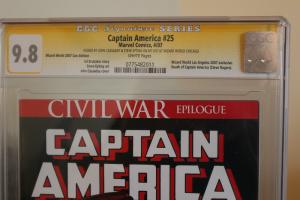 Captain America #25 Signature Series (Marvel, 2007) CGC NM/MT 9.8 White pages.