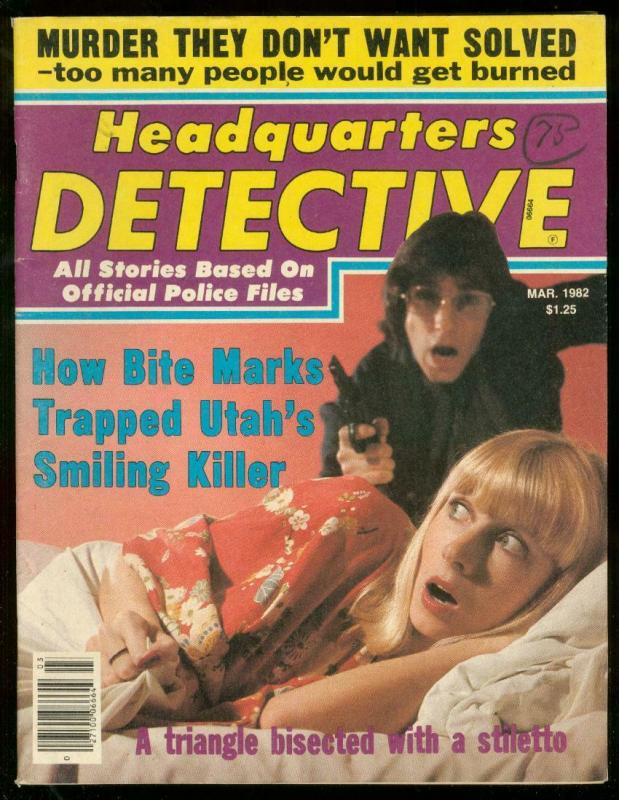 Headquarters Detective Magazine March 1982- True Crime- Smiling Killer VG