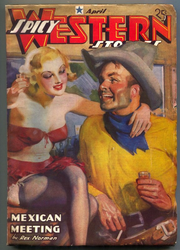 Spicy Western Pulp #5 April 1937-Mexican Meeting- HJ Ward cover