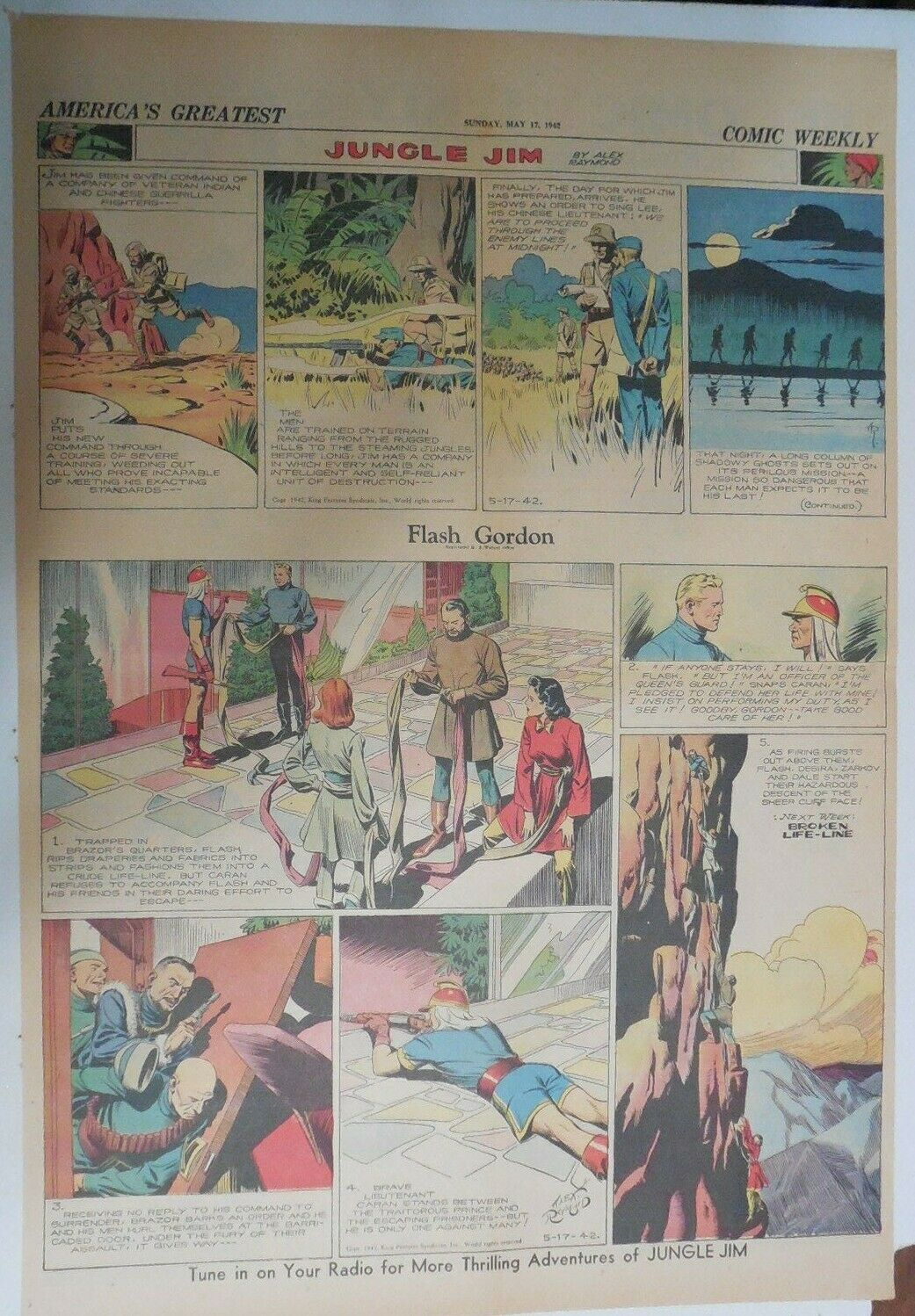 Flash Gordon Sunday by Alex Raymond from 5/17/1942 Large Full Page Size !