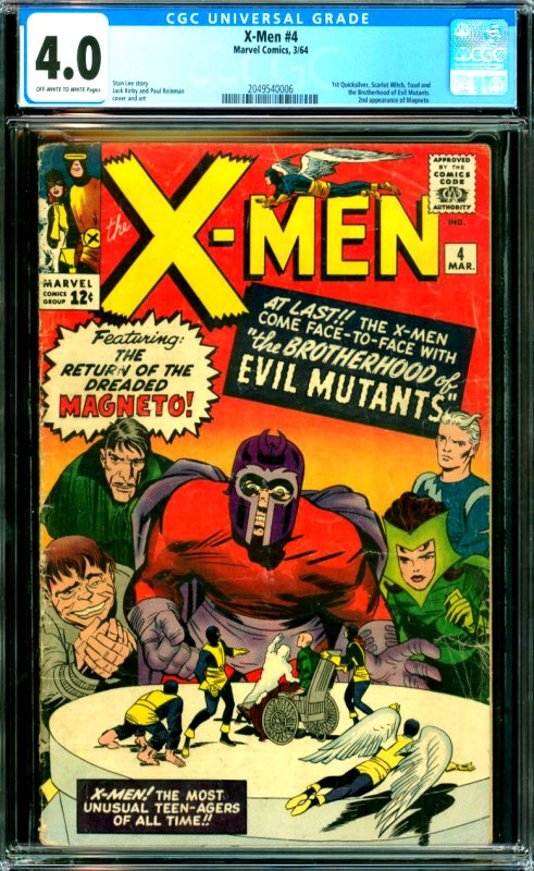 X-Men #4 CGC Graded 4.4 1st Quicksilver, Scarlet Witch, Toad and The Brotherh...