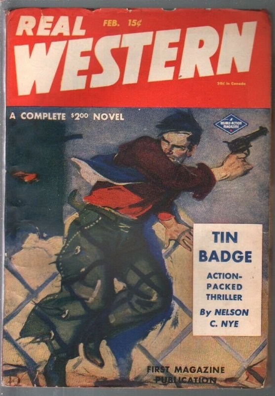 Real Western 2/1945-A. Leslie Ross cover art-Nelson Nye-VF