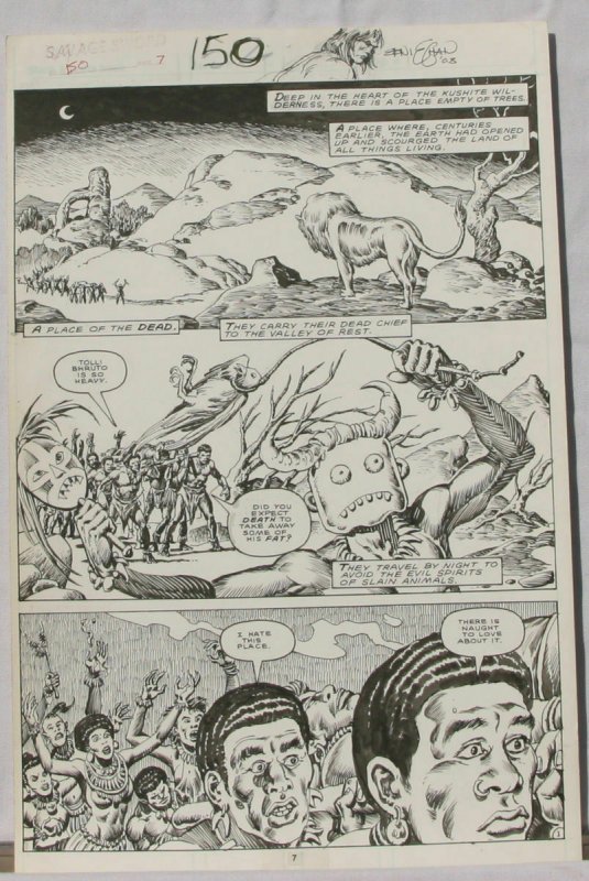 ERNIE CHAN Published Original Art SAVAGE SWORD of CONAN #150,pg 7, Signed w/art