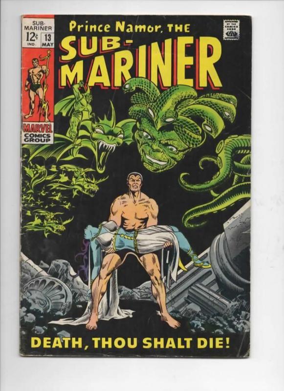 SUB-MARINER #13, VG+, Marie Severin, 1968 1969, Death, Dorma, more in store 