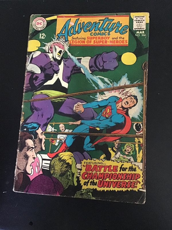 Adventure Comics #366 (1968) Validus vs Superboy! Neal Adams cover! VG Wow!