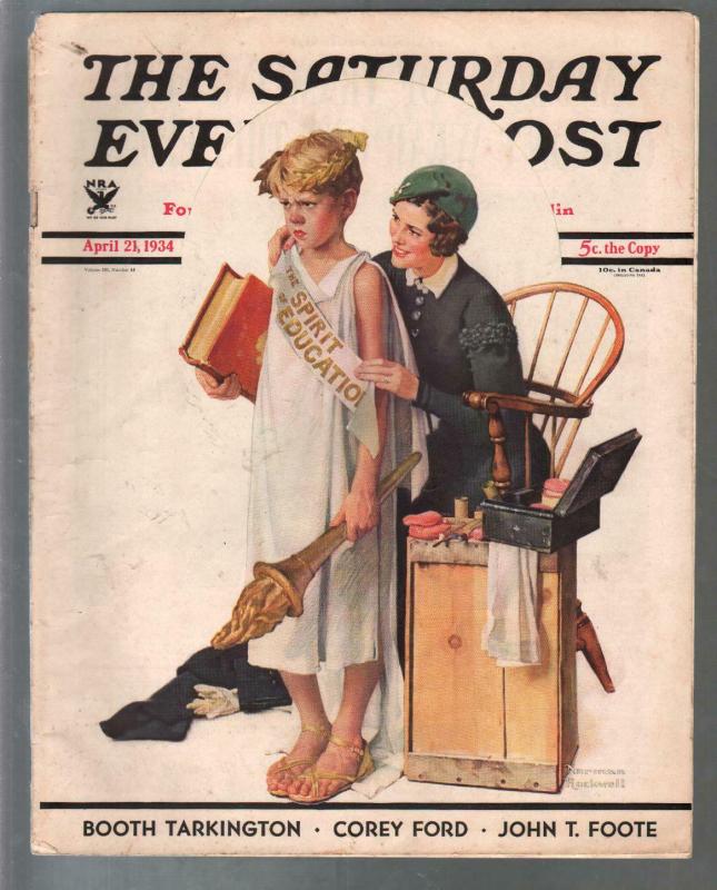 Saturday Evening Post 4/21/1931-Norman Rockwell-pulp fiction-art-VG