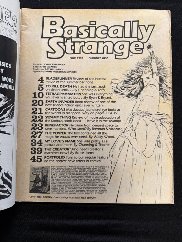 Basically Strange #1 1982 Brian Jacobs Alex Toth Wally Wood Corben Cvr  2 Copies