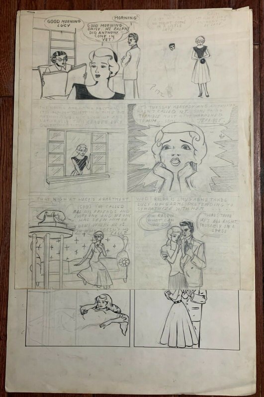 RALPH SEDUCES LUCY Large Art Pages by Unknown 14x22 Pencils & Partial Inks LOT