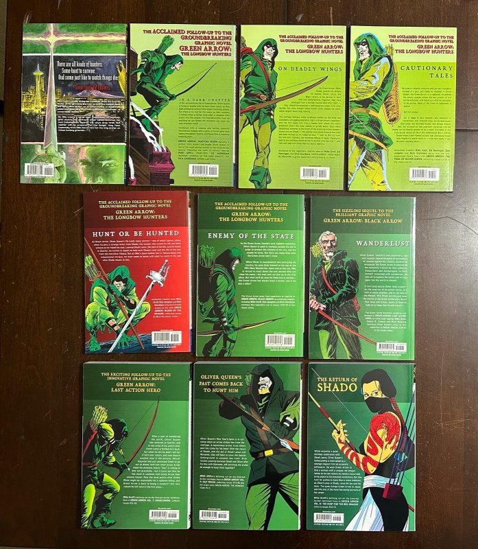 Green Arrow TPB Mike Grell Complete Set Vol 1-9 & Longbox Hunter (10 Books)
