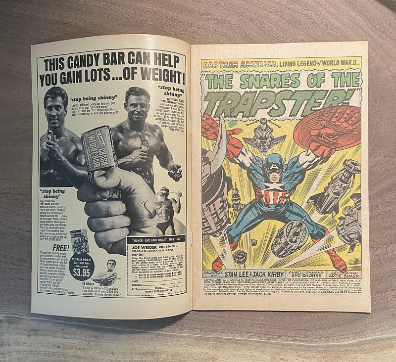 Captain America #108 ( 8.0 VFN ) Jack Kirby, Full Size Spiderman Ad  / 1968