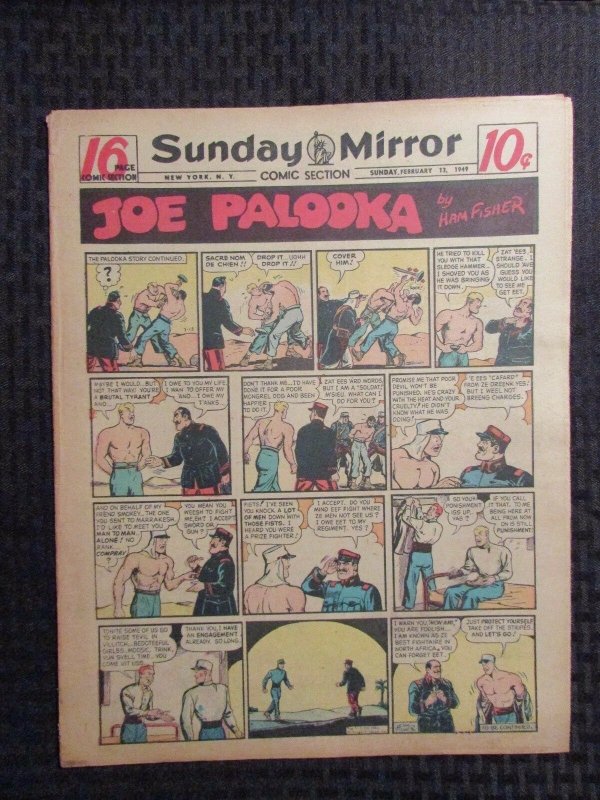 1949 Feb 13 Sunday Mirror Comic Section VG+ 4.5 Superman / Joe Palooka 16pgs