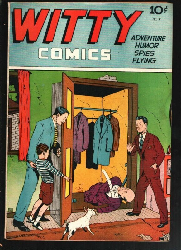 Witty #2 1945-final issue-H.C. Browner cover-The Pioneer-Bondage & torture-Di...